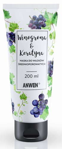 Anwen Winogrono i Keratyna Maska do Włosów Średnioporowatych  200ml