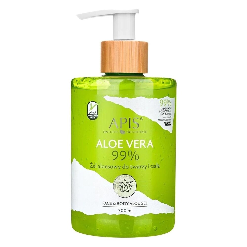 Apis 99% Aloe Vera Naturalny Multifunkcyjny Żel Aloesowy do Twarzy i Ciała dla Każdego Rodzaju Skóry 300ml