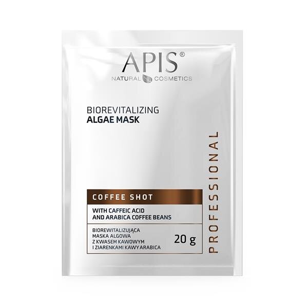 Apis Professional Coffee Shot Biorewitalizująca Maska Algowa z Kwasem Kawowym i Ziarnami Kawy Arabika dla Skóry Szarej i Zmęczonej 20g