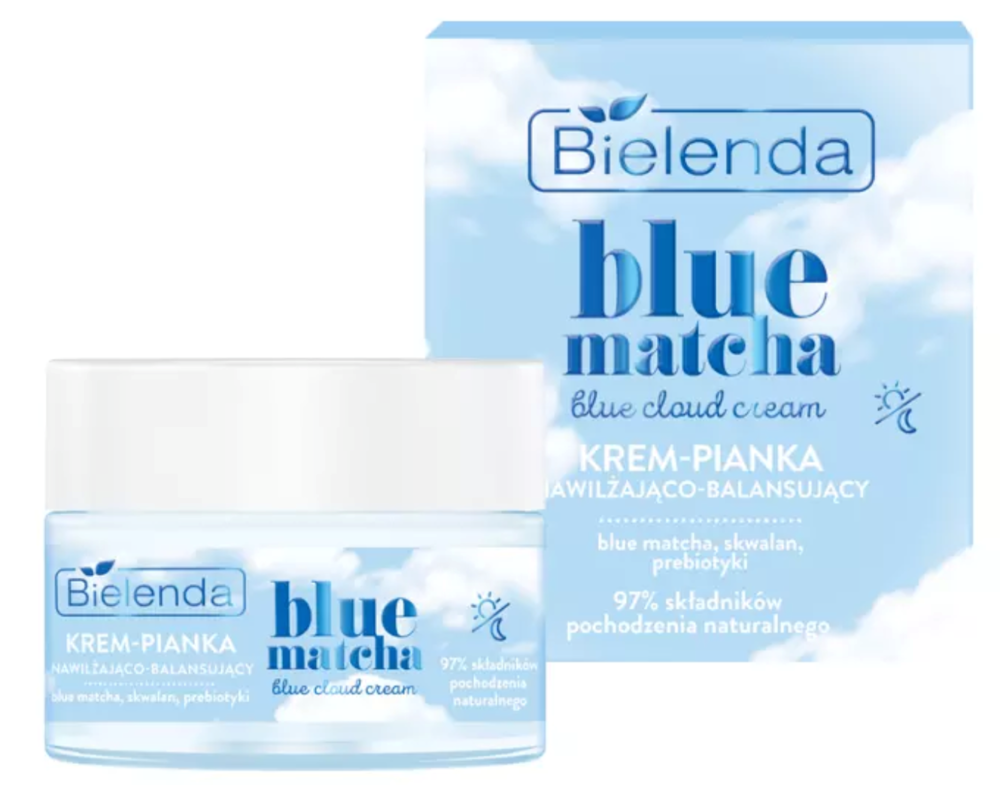 Bielenda Blue Matcha Blue Cloud Cream Nawilżająco-Balansujący Krem Pianka dla Każdego Rodzaju Cery 50ml