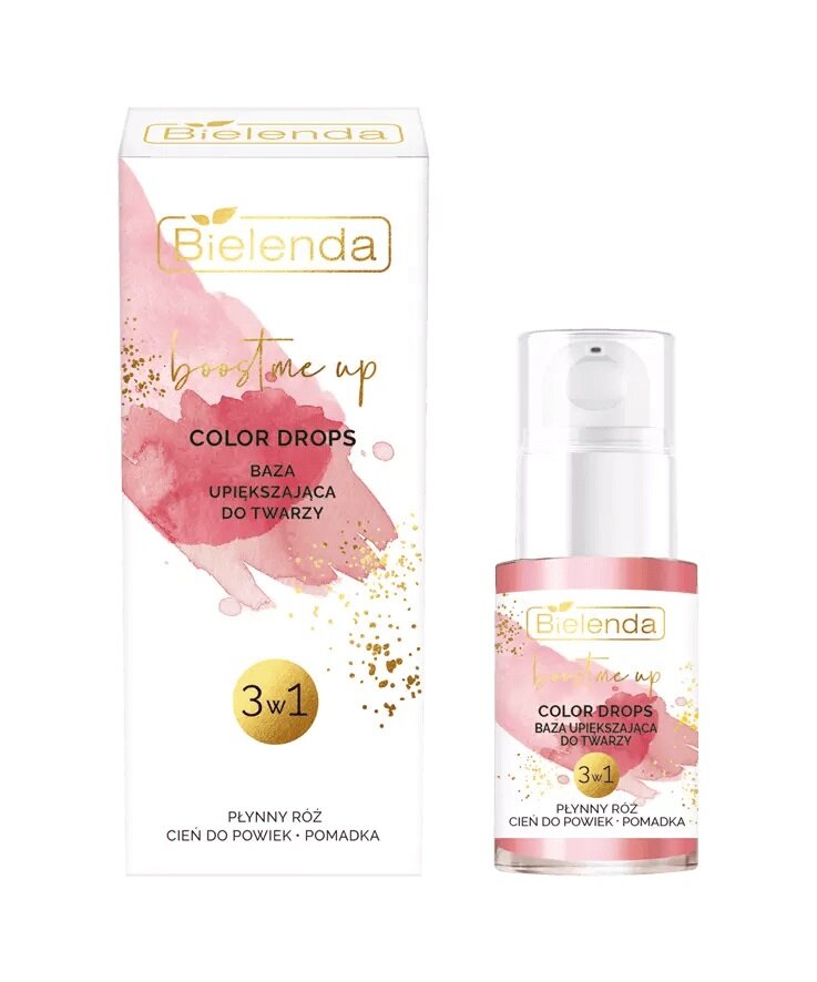 Bielenda Boost Me Up Colour Drops Baza Upiększająca do Twarzy 3w1 Róż Cień do Powiek Pomadka 15ml