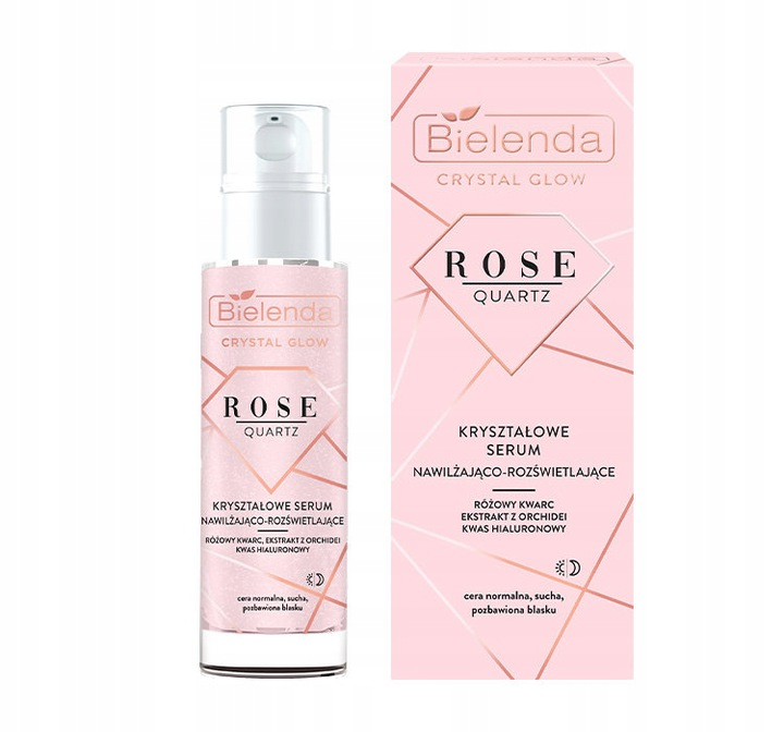 Bielenda Crystal Glow Rose Quartz Kryształowe Serum Nawilżająco-Rozświetlające dla Cery Suchej i Normalnej 30ml