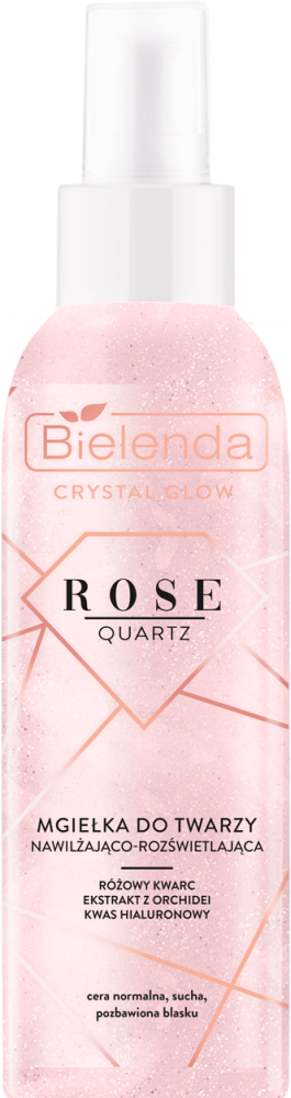 Bielenda Crystal Glow Rose Quartz Nawilżająco-Rozświetlająca Mgiełka do Twarzy dla Cery Suchej i Normalnej 200ml