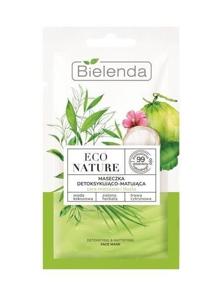 Bielenda Eco Nature Maseczka do Twarzy Detoksykująco Matująca Woda Kokosowa Zielona Herbata Trawa Cytrynowa 8g