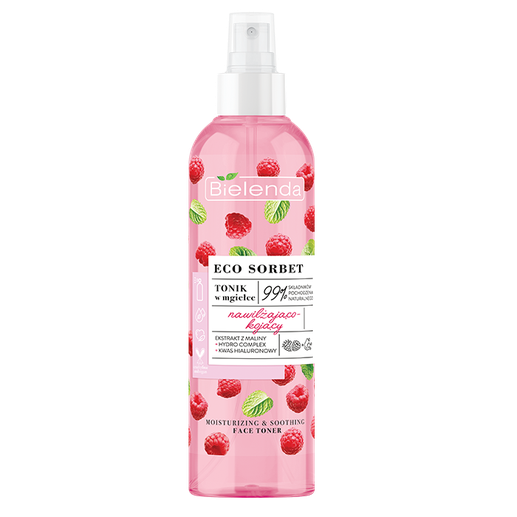 Bielenda Eco Sorbet Malina Nawilżający i Kojący Tonik w Mgiełce do Twarzy 200ml