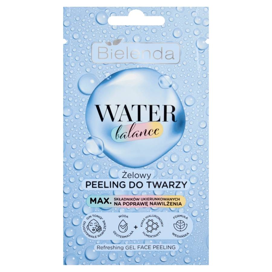 Bielenda Water Balance Żelowy Peeling do Twarzy dla Skóry Suchej Pozbawionej Blasku Vegan 7g