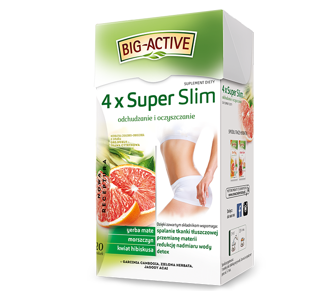 Big Active 4 x Super Slim Odchudzanie i Oczyszczanie Herbata na Przemianę Materii z Yerba Mate 20x2g