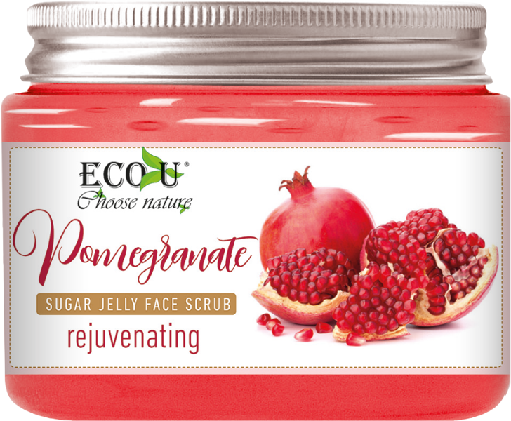 EcoU Granat Cukrowy Peeling Galaretka do Twarzy Odmładzający 140g