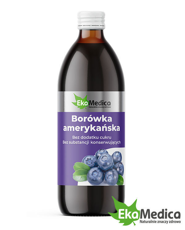 EkaMedica 100% Sok Borówka Amerykańska bez Dodatku Cukru 500ml