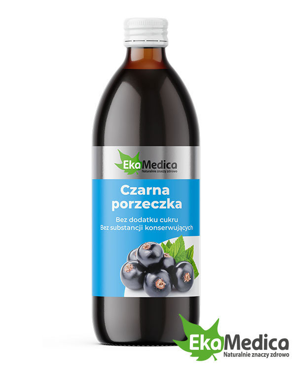 EkaMedica Naturalny 100% Sok z Owoców Czarnej Porzeczki 500ml