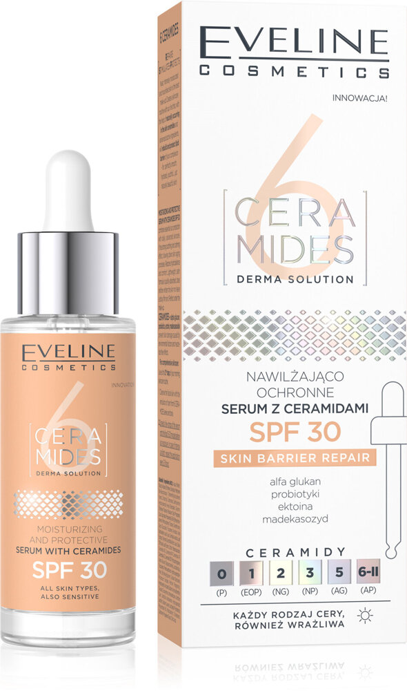 Eveline 6 Ceramides Nawilżająco-Ochronne Serum z Ceramidami i SPF30 dla Skóry Suchej i Wrażliwej 30ml