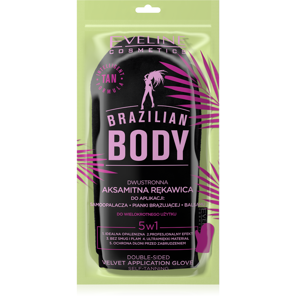 Eveline Brazilian Body Dwustronna Aksamitna Rękawica do Aplikacji Produktów do Ciała 1 Sztuka