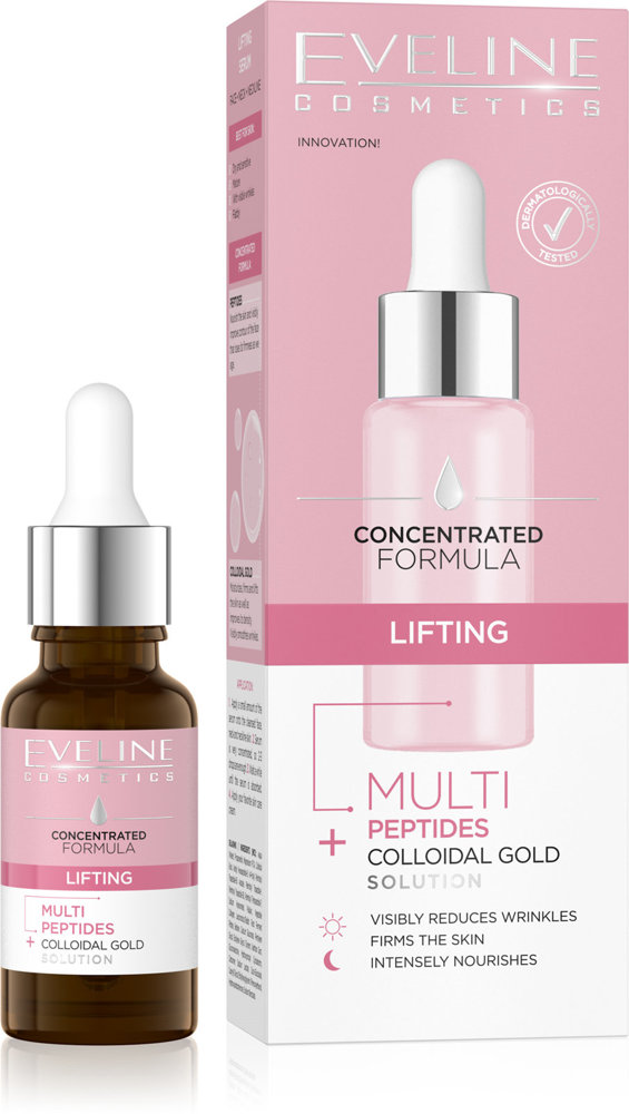 Eveline Concentrated Formula Liftingujące Serum z Multi Peptydami na Twarz Szyję i Dekolt 18ml