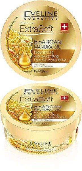 Eveline Extra Soft Odżywczy Krem Odmładzający do Twarzy i Ciała bio Argan i Olejek Manuka 200ml