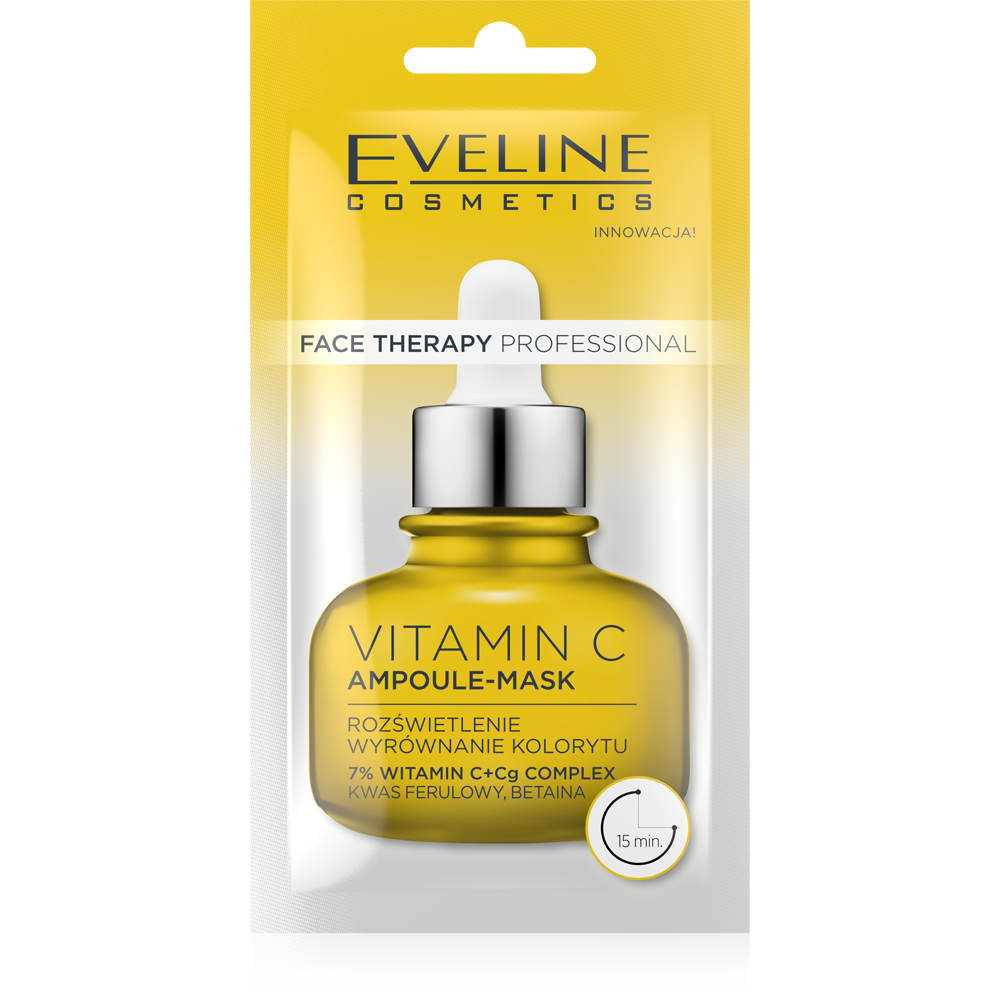 Eveline Face Therapy Professional Ampoule-Mask Vitamin C Rozświetlająca Maska w Kremie dla Skóry Szarej 8ml