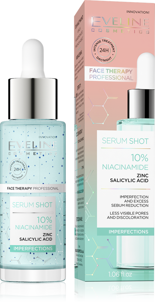 Eveline Face Therapy Serum Shot Kuracja 10% Niacynamid na Twarz Szyję i Dekolt 30ml