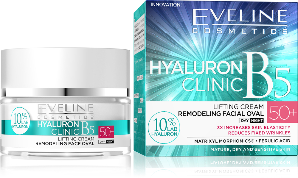 Eveline Hyaluron Clinic B5 Skoncentrowany Krem Liftingujący 50+ na Dzień i na Noc 50ml