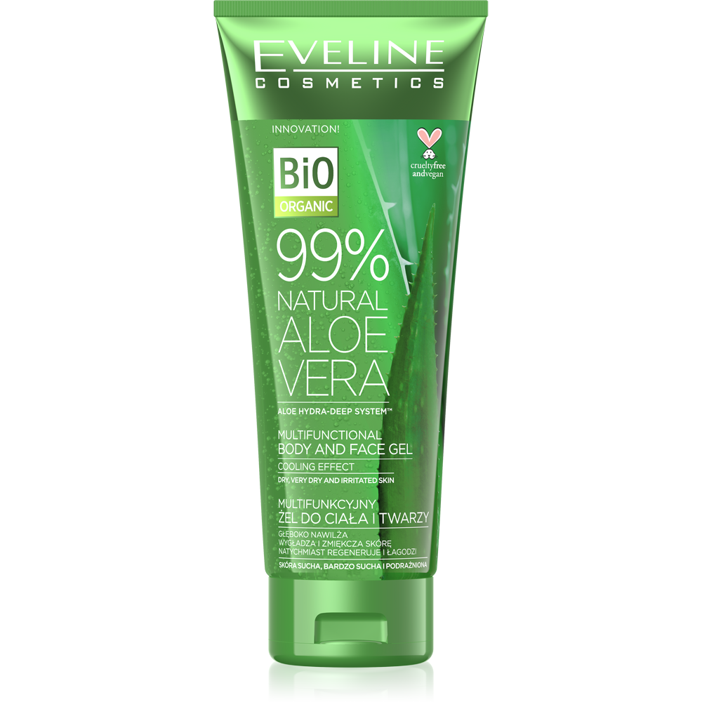 Eveline Natural Aloe Vera Multifunkcyjny Żel Aloesowy do Ciała i Twarzy 99% 250ml