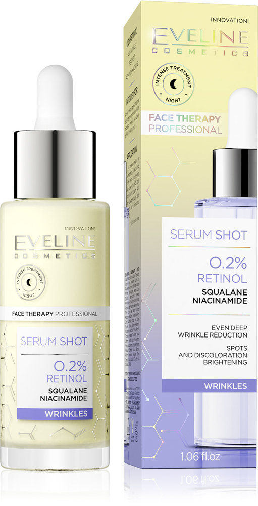 Eveline Serum Shot 0,2% Retinol Przeciwzmarszczkowe Serum do Twarzy Szyi i Dekoltu 30ml