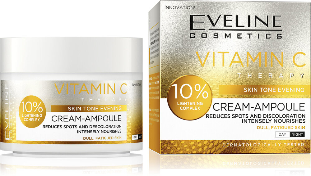 Eveline Vitamin C Rozświetlający Krem-Ampulka 10% Lightening Complex dla Skóry Matowej 50ml 