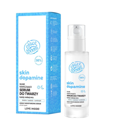 FaceBoom Skin Dopamine Serum Silnie Nawilżające dla Każdego Rodzaju Skóry Vegan 30ml Best Before 30.09.24