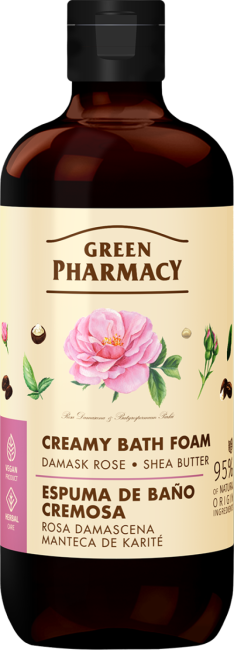 Green Pharmacy Kremowa Pianka do Kąpieli Róża Damasceńska i Masło Shea 500ml