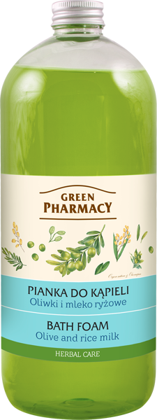 Green Pharmacy Pianka do Kąpieli Oliwki i Mleko Ryżowe 1000 ml