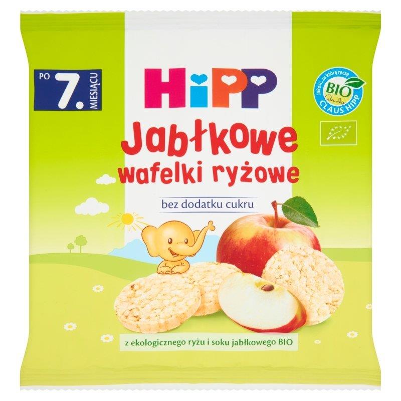 Hipp Bio Jabłkowe Wafelki Ryżowedla Niemowląt po 7 Miesiącu bez Dodatku Cukru 30g