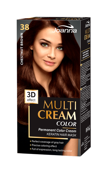 Joanna Multi Cream Trwały Intensywny Kolor Włosów Farba Pielęgnacja 38 Kasztanowy Brąż