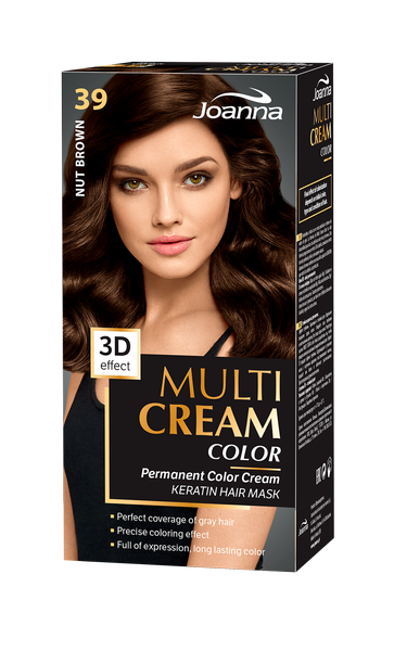 Joanna Multi Cream Trwały Intensywny Kolor Włosów Farba Pielęgnacja 39 Orzechowy Brąz