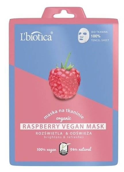 L'biotica Raspberry Vegan Mask Maska do Twarzy na Tkaninie Rozświetla i Odświeża 23ml