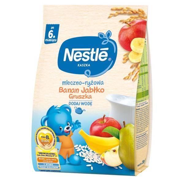 Nestle Kaszka Mleczno-Ryżowa o Smaku Bananów Jabłka i Gruszki dla Niemowląt po 6 Miesiącu 230g