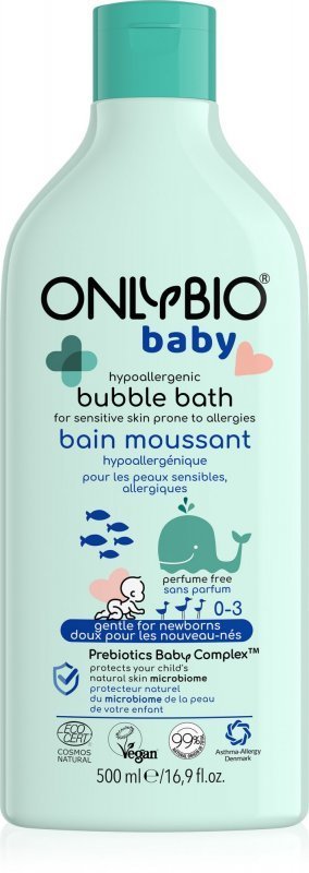 OnlyBio Baby Hipoalergiczny Płyn do Kąpieli dla Niemowląt od 1 Dnia Życia dla Skóry Atopowej i Alergicznej 500ml