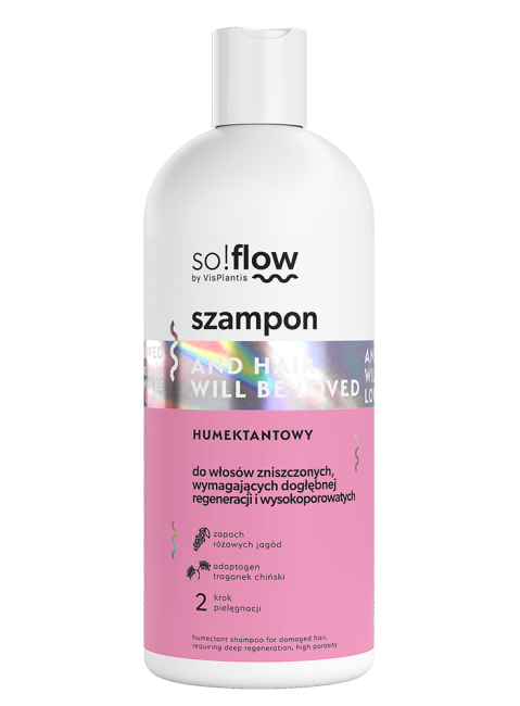 So!Flow by Vis Plantis Szampon Humektantowy do Włosów Zniszczonych Wymagających Dogłębnej Regeneracji 300ml