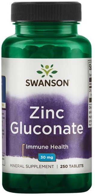 Swanson Zinc Gluconate Cynk 30mg 250 Tabletek